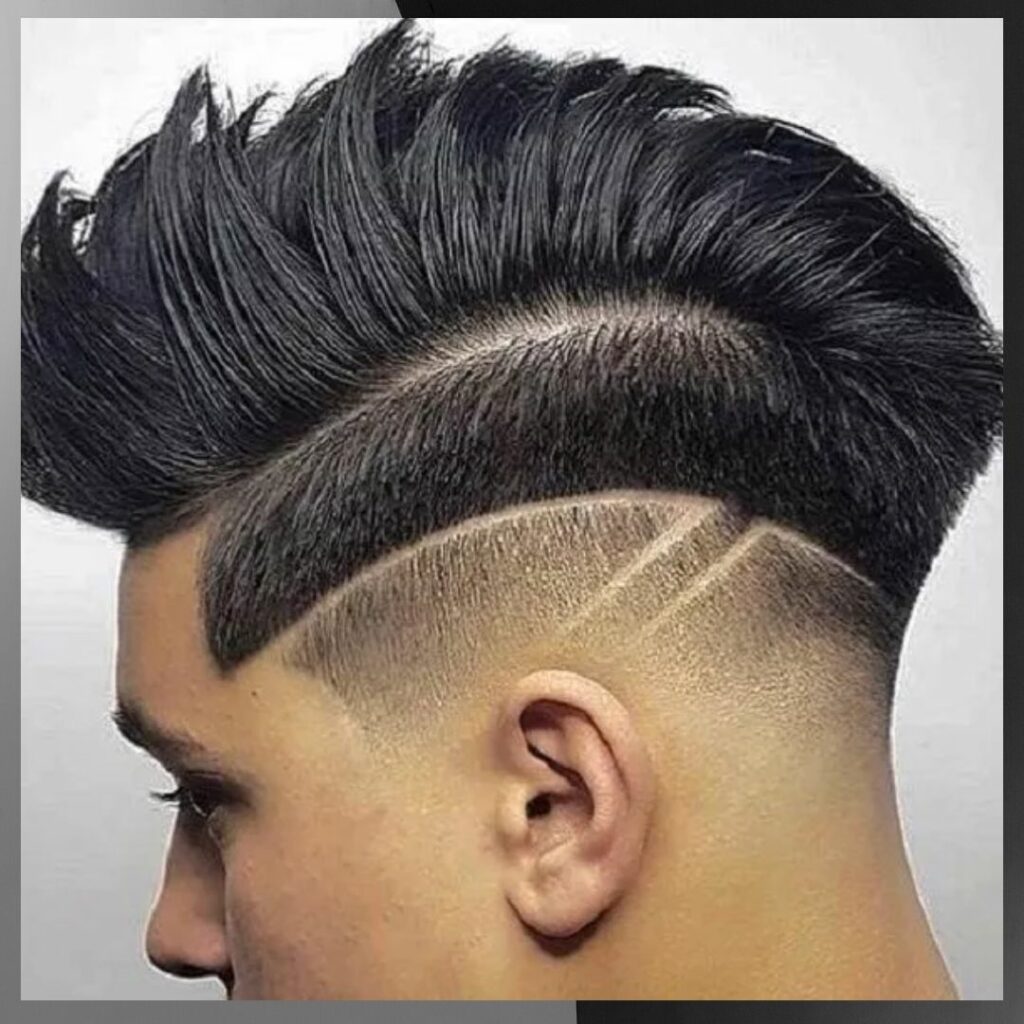 Imej style line rambut Faux Hawk Line Design Haircut