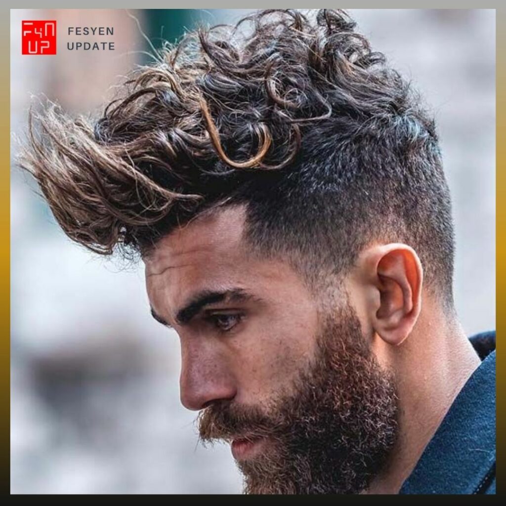 Imej stail rambut keriting lelaki Quiff Haircuts For Curly Hair Men