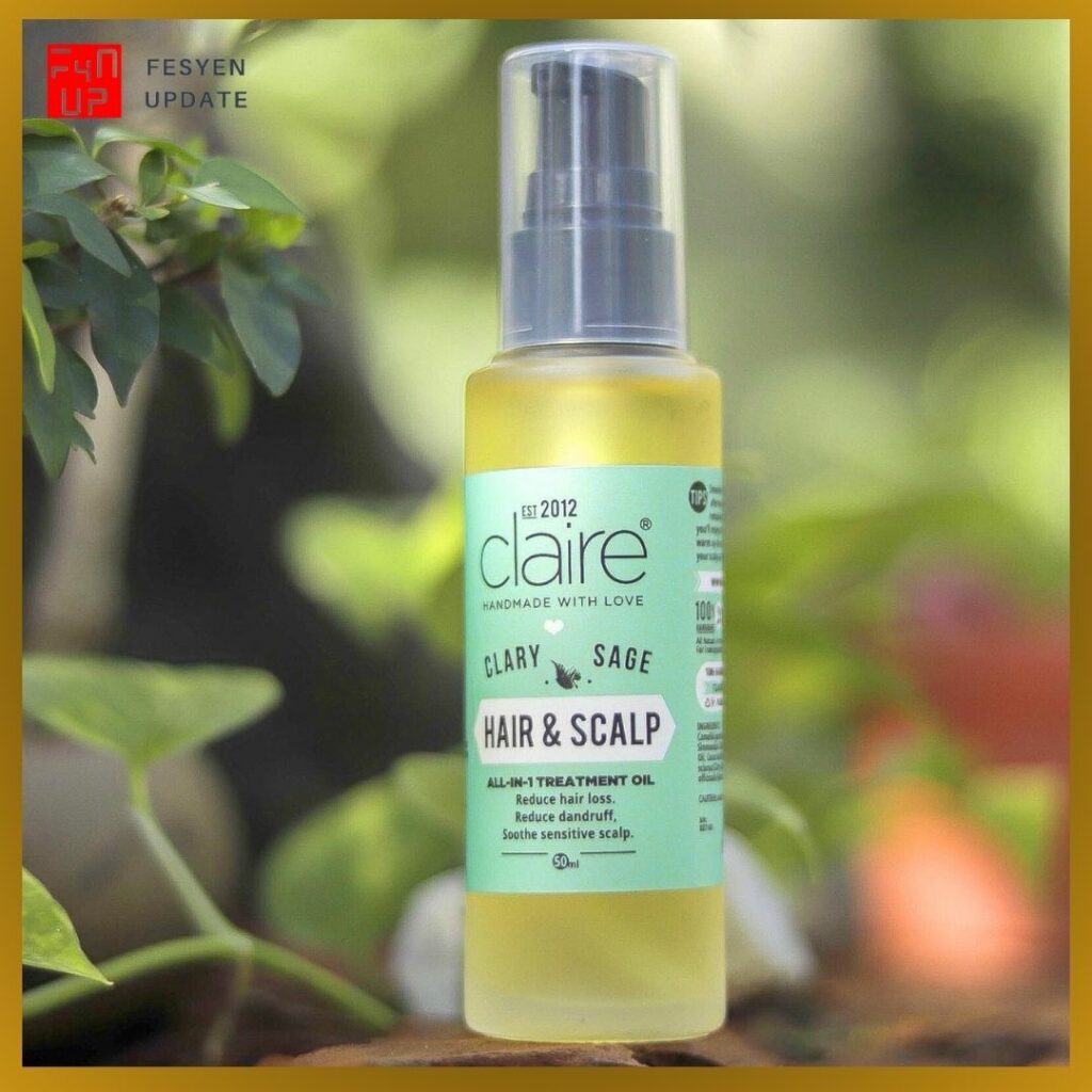 Imej Vitamin untuk Rambut Gugur Claire Organics Clary Sage Hair & Scalp Treatment Oil