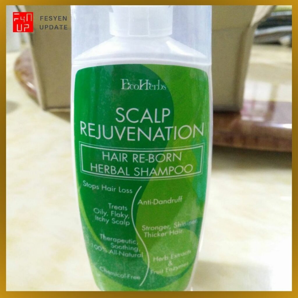 Imej shampoo organik untuk rambut gugur EcoHerbs Scalp Rejuvenation Hair Re-Born Herbal Shampoo