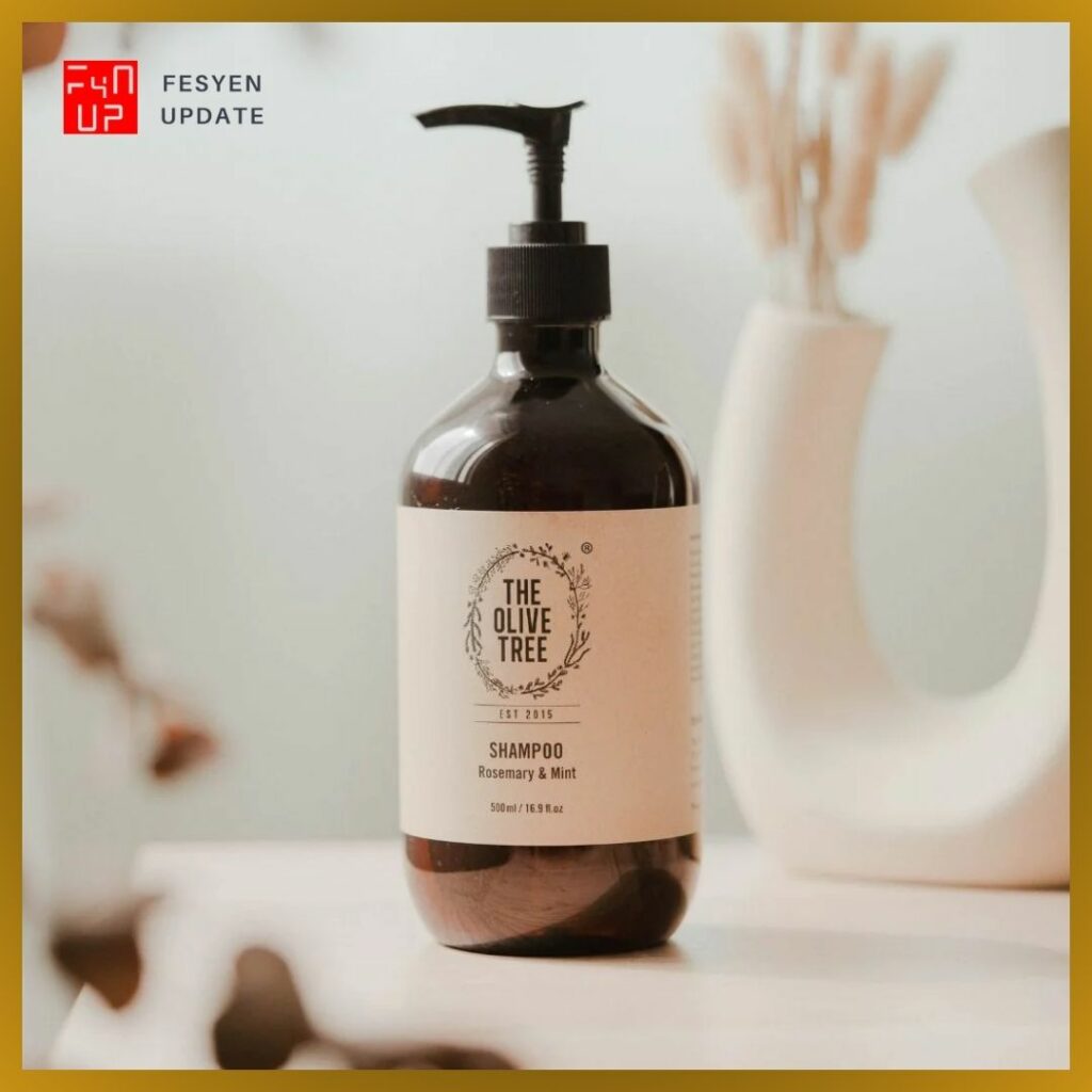 Imej shampoo organik untuk rambut gugur The Olive Tree Tea Tree Mint Shampoo 1